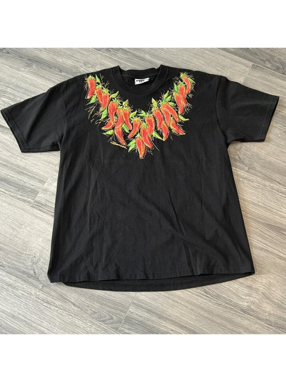 Vintage Lee Shirt Womens XL Black Chili Peppers Kathie 1993 Branson Made USA 90s